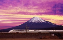 Shinkansen Bullet Train and Mount Fuji - Japan