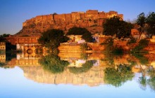 Fort Reflected in a Pool at Sunset - Jodhpur - Rajasthan - India