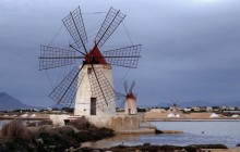 Windmills at Infersa Salt Pans - Marsala - Sicily - Italy