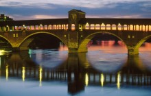 Covered Bridge Over the Ticino River - Pavia - Italy