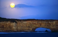 Moon Rising Over Cliffs - California
