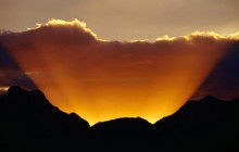 Sun Silhouetting Sierra de la Giganta Mountains - Loreto - California