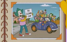 Krusty and other clowns in the photo - Simpsons