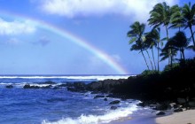 Rainbow Over the North Shore Coastline - Oahu - Hawaii