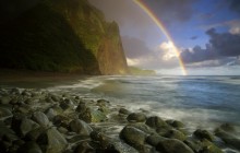 Rainbow Over Wailau Beach - Molokai - Hawaii