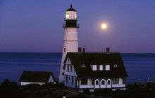 Moon Rise Over Portland Head Lighthouse - Portland - Maine