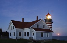 Moonrise and West Quoddy Head Lighthouse - Near Lubec - Maine