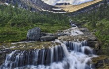 Cascading Waterfall - Glacier Park - Montana