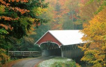 Flume Covered Bridge in Autumn - New Hampshire