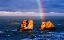 Rainbow Over Seastacks - Bandon - Oregon