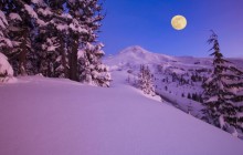 Moon Over Mount Hood at Dawn - Oregon