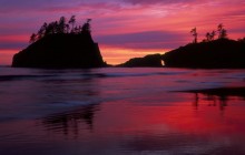 Dramatic Sunset at Second Beach - Olympic Park - Washington