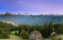 Moonrise Over Deer Park - Olympic National Park - Washington