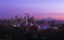 Downtown Seattle and Mount Rainier at Sunset - Washington